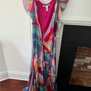 Rare Vintage Diane Von Furstenberg Wonder Woman Silk Geometric Print Wrap Dress